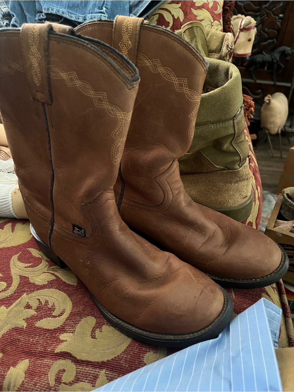 Brown Leather Cowboy Boots George straight Justin